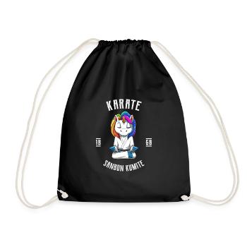 Karate Einhorn - Turnbeutel - Schwarz - Vorne