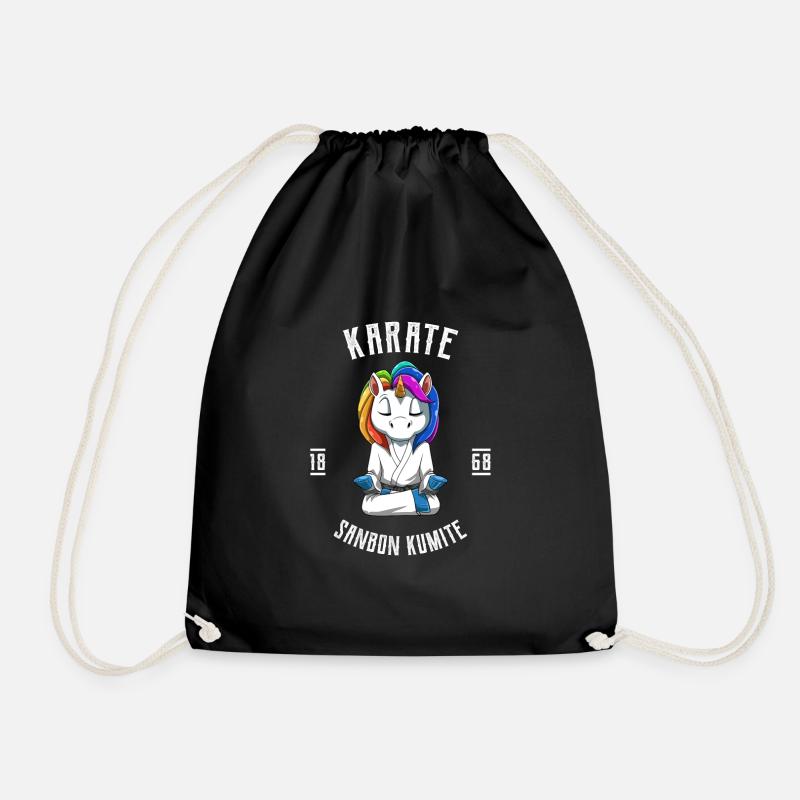 Karate Einhorn - Turnbeutel - Schwarz