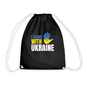 I stand with Ukraine Flag - Turnbeutel - Schwarz - Vorne