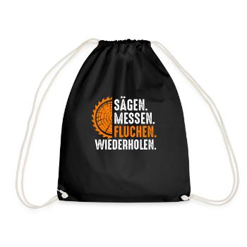 Sägen Messen Fluchen Wiederholen Tischler - Turnbeutel - Schwarz - Vorne