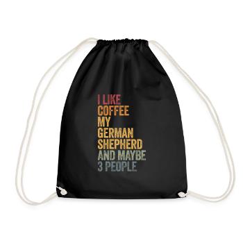 Coffee and my German shepherd - Drawstring Bag - black - Front