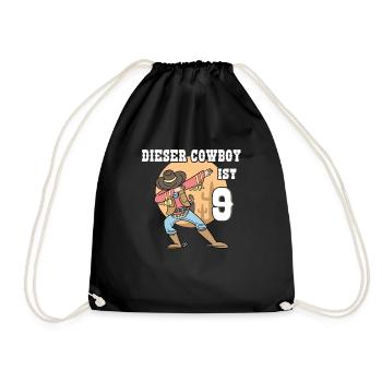 Dabbing Cowboy 9. Geburtstag Western Mitbringsel - Turnbeutel - Schwarz - Vorne