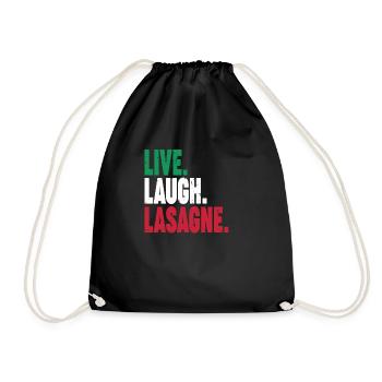 Live Laugh Lasagne Pasta Pizza Cooking Italian - Turnbeutel - Schwarz - Vorne