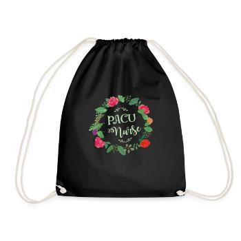 Narkose Krankenschwester Blumenkranz PACU Nurse - Turnbeutel - Schwarz - Vorne