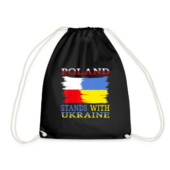 Poland Ukraine Support - Drawstring Bag - black - Front