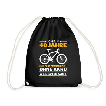 40 Jahre 40. Geburtstag Fahrrad ohne Akku - Turnbeutel - Schwarz - Vorne