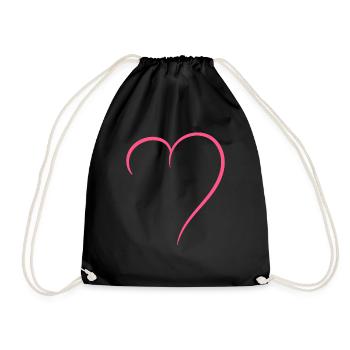 Half Heart Pink Love - Drawstring Bag - black - Front