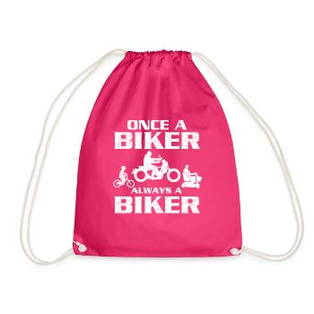 Once a biker always a biker - Drawstring Bag - fuchsia - Front