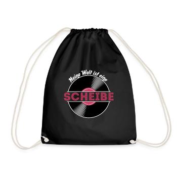 Meine Welt ist eine Scheibe / Schallplatte, Vinyl - Turnbeutel - Schwarz - Vorne