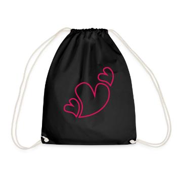 Trois cœurs rouges - Sac de sport léger - noir - Devant