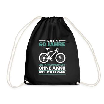 60 Jahre 60. Geburtstag Fahrrad ohne Akku - Turnbeutel - Schwarz - Vorne