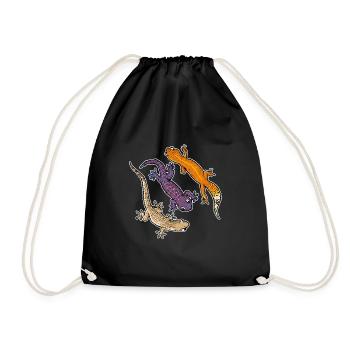 Cute Colorful Leopard Gecko Reptiles Lizard Gecko - Drawstring Bag - black - Front