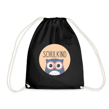 Geschenk Schulkind - Schulstart -Junge & Mädchen - Turnbeutel - Schwarz - Vorne