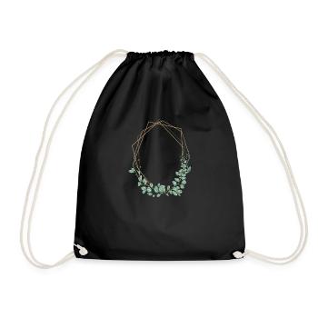Hochzeit Blumenkranz I Braut Strauß Boho Stil - Turnbeutel - Schwarz - Vorne