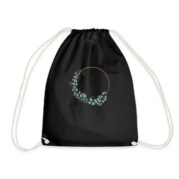 Hochzeit Blumenkranz I Braut Strauß Boho Stil - Turnbeutel - Schwarz - Vorne