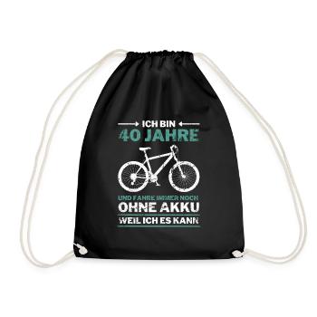 40 Jahre 40. Geburtstag Fahrrad ohne Akku - Turnbeutel - Schwarz - Vorne