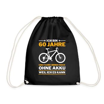 60 Jahre 60. Geburtstag Fahrrad ohne Akku - Turnbeutel - Schwarz - Vorne