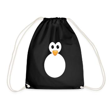 Penguin Body Whole Silhouette Kawaii Cute Penguin - Drawstring Bag - black - Front