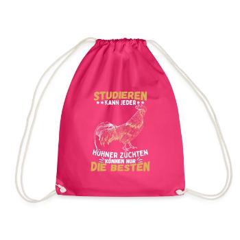Hühnerzüchter Hühner Hühnerzucht Hahn Henne Huhn - Turnbeutel - Fuchsia - Vorne