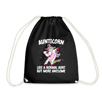 Aunticorn Like A Normal Aunt But More Awesome - Drawstring Bag - black - Front