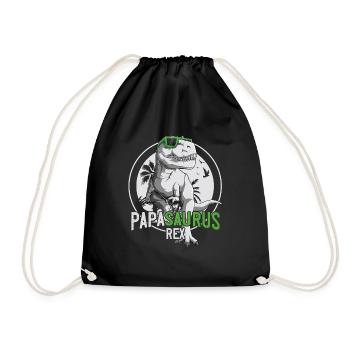 Papasaurus Papa Dinosaurier Vatertag Geschenk - Turnbeutel - Schwarz - Vorne