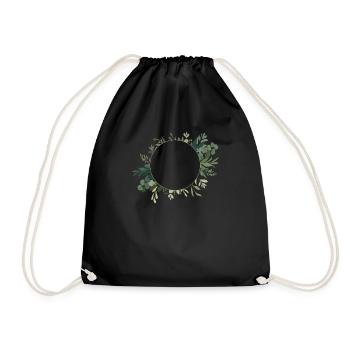 Hochzeit Blumenkranz I Braut Strauß Boho Stil - Turnbeutel - Schwarz - Vorne