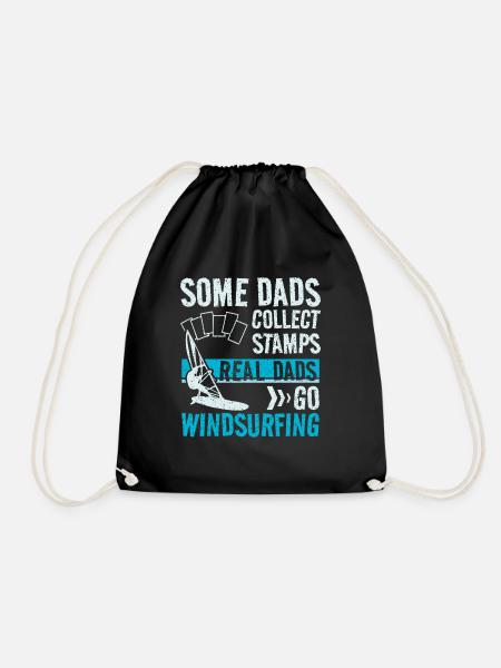 Real dad go windsurfing - Turnbeutel - Schwarz
