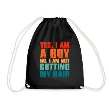 Yes I'm a boy - no I'm not cutting my hair! - Turnbeutel - Schwarz - Vorne