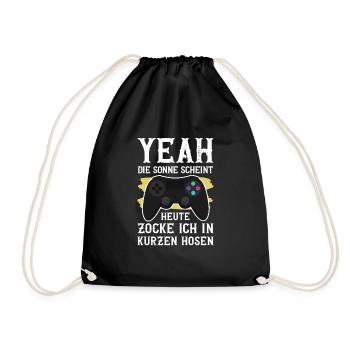 Yeah Die Sonne Scheint Zockershirt Gamer Nerd Geek - Turnbeutel - Schwarz - Vorne