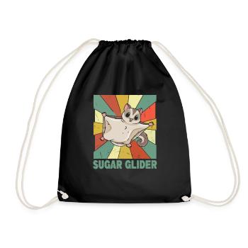 Australisches Sugar Glider Design für einen Sugar - Turnbeutel - Schwarz - Vorne