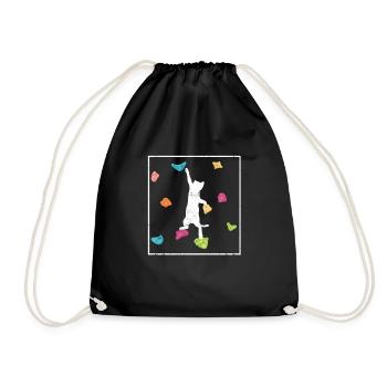 Funny Bouldering Cat Climber Cute Cat - Drawstring Bag - black - Front