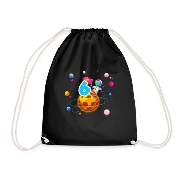 6th Birthday Boys 6 Years Planet Birthday - Drawstring Bag - black - Front