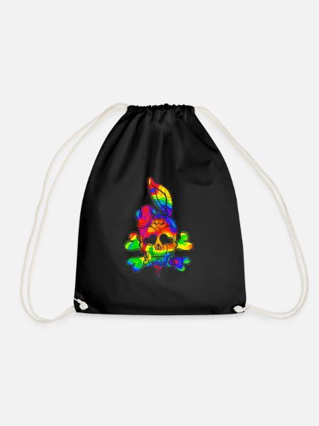 Psychedelic Skull Easter Day - Turnbeutel - Schwarz