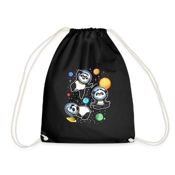 Weltraum Panda Astronaut Universum - Turnbeutel - Schwarz - Vorne