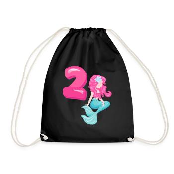 2ème anniversaire Fille 2 ans Mermaid Party - Sac de sport léger - noir - Devant