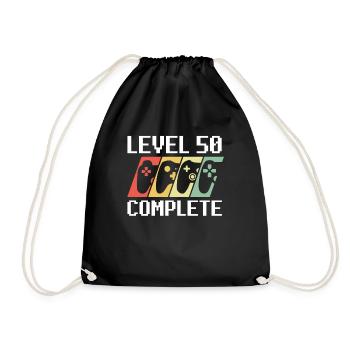 Level 50 Complete 50. Geburtstag Gamer - Turnbeutel - Schwarz - Vorne