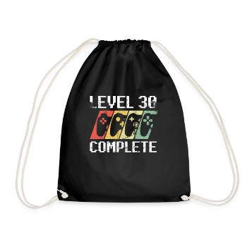 Level 30 Complete 30. Geburtstag Gamer - Turnbeutel - Schwarz - Vorne