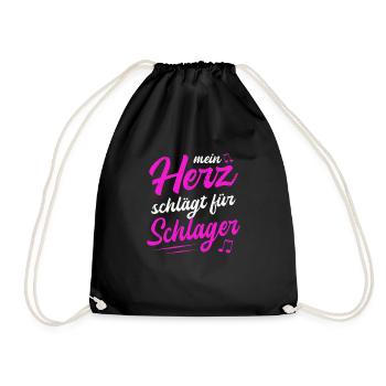 Mein Herz Schlägt Für Schlager Volksmusik Gaudi - Turnbeutel - Schwarz - Vorne