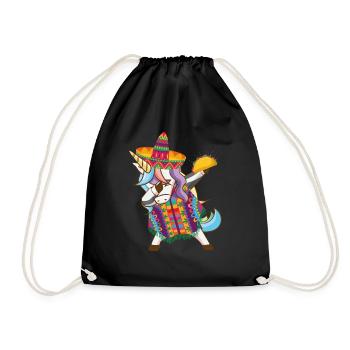 Mexican Dabbing Unicorn Cinco De Mayo with Taco - Drawstring Bag - black - Front