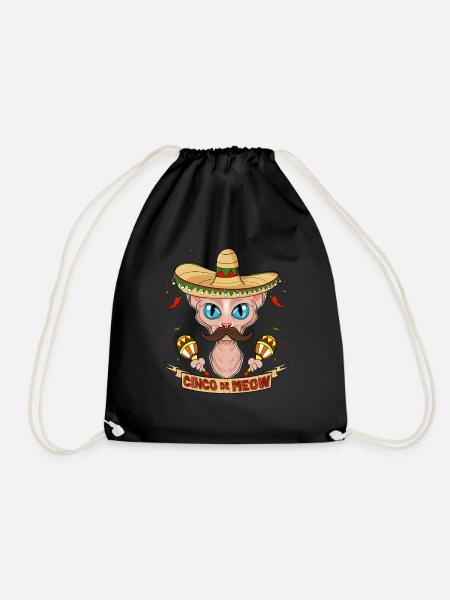 Cinco de Mayo Sphynx Cat Cinco de Meow I Sombrero - Turnbeutel - Schwarz