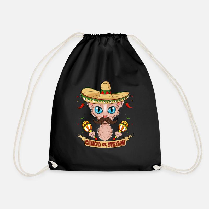 Cinco de Mayo Sphynx Cat Cinco de Meow I Sombrero - Turnbeutel - Schwarz