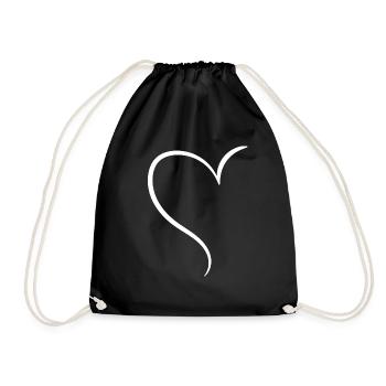White Half Heart Love - Drawstring Bag - black - Front