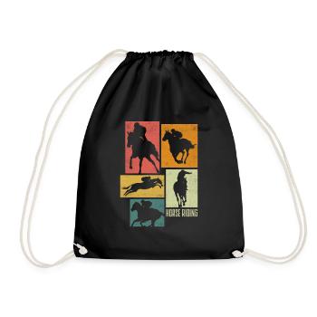 Equestrianism Equestrian Horse Riding Silhouettes - Turnbeutel - Schwarz - Vorne