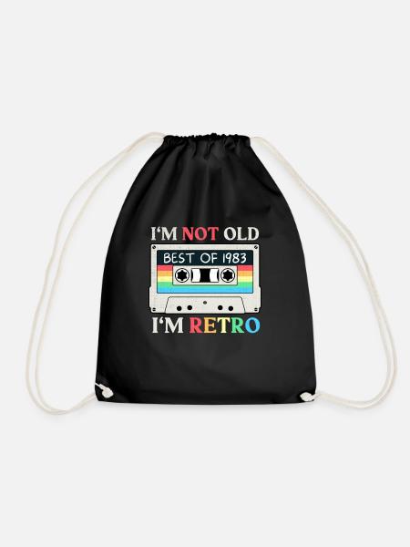 Vintage vintage 1983 cassette retro birthday - Drawstring Bag - black