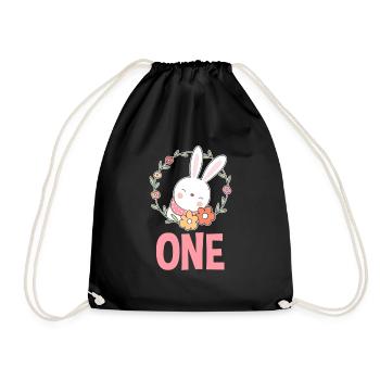 1er anniversaire Fille 1 an Lapin Lapin - Sac de sport léger - noir - Devant
