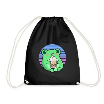 Frosch Bubbe Tee Lustiges Trinken Frosch Shake Humor - Turnbeutel - Schwarz - Vorne