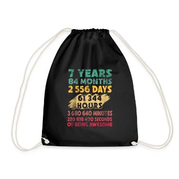 7th Birthday 7 Years Of Being Awesome - Drawstring Bag - black - Front