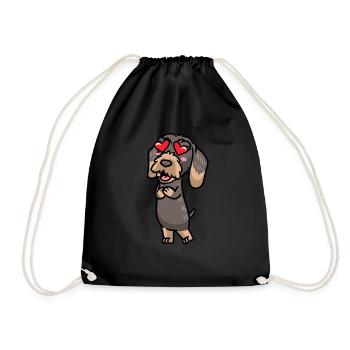 Teckel à poil rugueux Chien amoureux - Sac de sport léger - noir - Devant