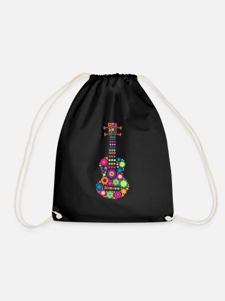 Ukulele Musikinstrument Blumen - Turnbeutel - Schwarz