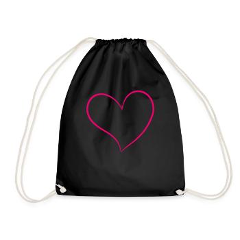 Pink Heart - Drawstring Bag - black - Front